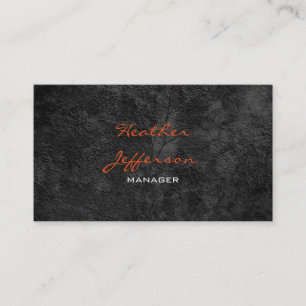 Carte De Visite Motif gris élégant tendance Orange Script Manager