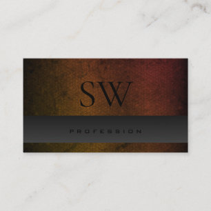 Carte De Visite Motif gris foncé orange avec monogramme