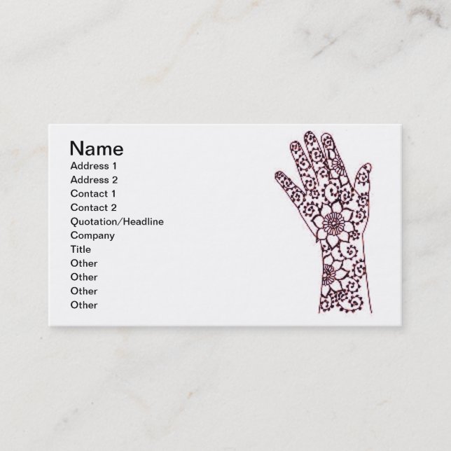 Carte de visite Motif Henna (Devant)