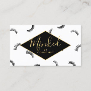 Carte De Visite Motif Lashes de Texte Minifié Blanc/Noir/Or