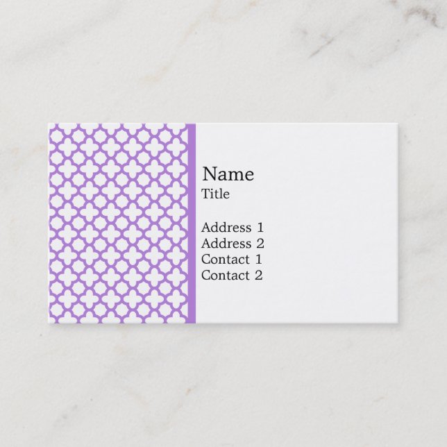 Carte De Visite Motif Lavender Quatrefoil (Devant)