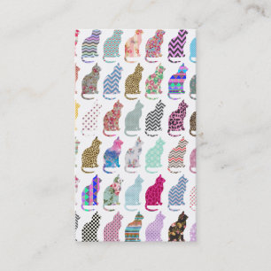 Carte De Visite Motif lunatique aztèque de chat de chevron floral