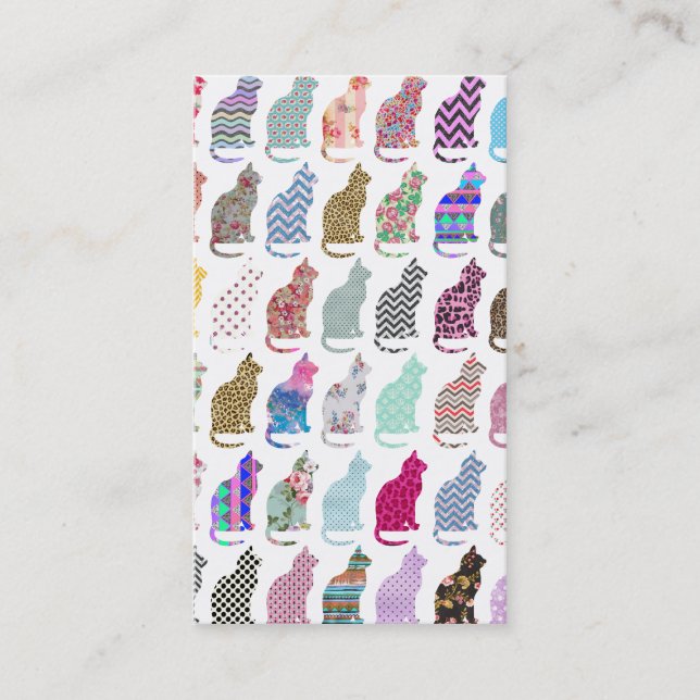 Carte De Visite Motif lunatique aztèque de chat de chevron floral (Devant)