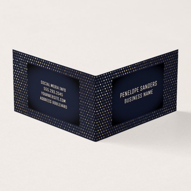 Carte De Visite Motif | Luxe Bleu foncé (Extérieur)