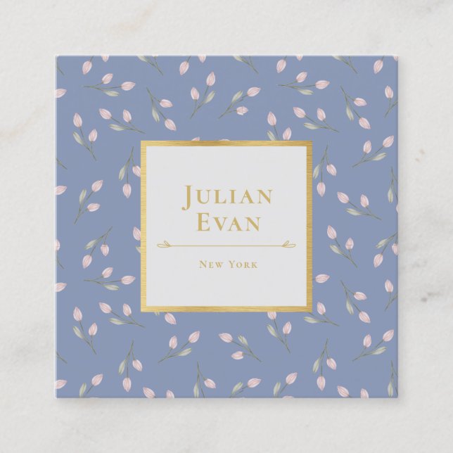 Carte de visite Motif Luxe Gold Dusty Blue (Devant)