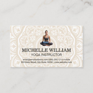 Carte De Visite Motif Mandala   Femme avec Tapis de Yoga