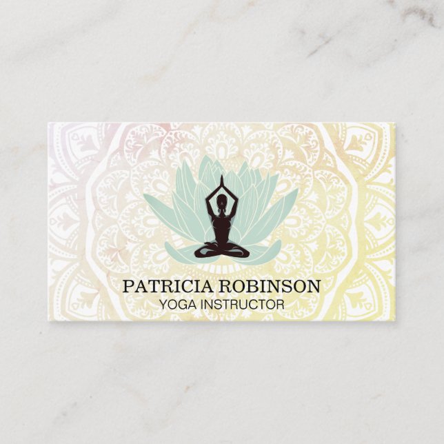 Carte De Visite Motif Mandala | Fleur Lotus (Devant)