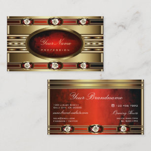 Carte De Visite Motif marbré rouge or luxueux et diamants