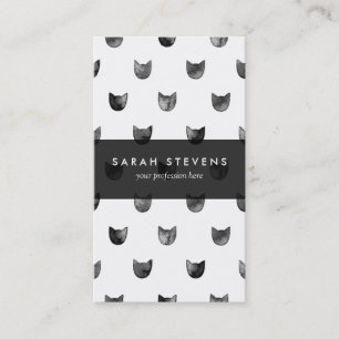 Carte De Visite Motif mignon chic noir et blanc de chat