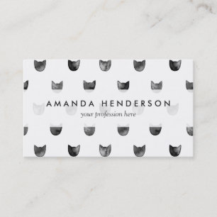 Carte De Visite Motif mignon chic noir et blanc de chat