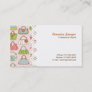Carte De Visite Motif mignon et coloré d'illustration de sacs