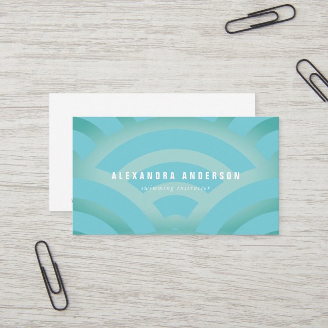 Carte de visite Motif moderne bleu et turquoise (Devant/Arrière en situation)