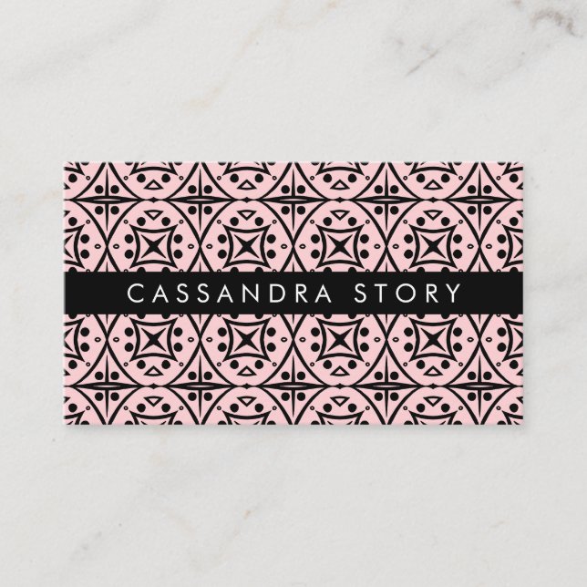 Carte De Visite Motif moderne chic noir et rose (Devant)