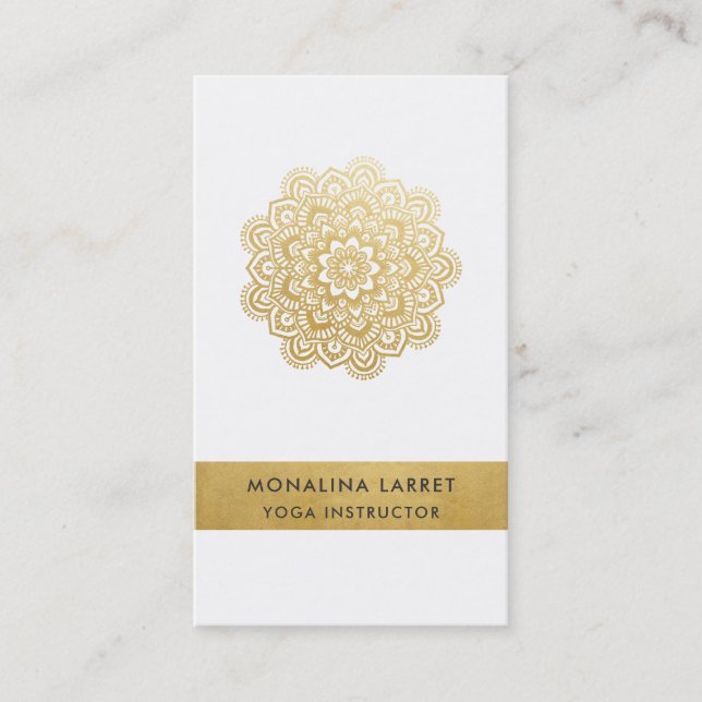 Carte De Visite Motif moderne de Mehendi de mandala de feuille (Devant)