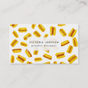 Carte De Visite Motif moderne de nourriture de hot-dog d'aquarelle