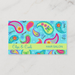 Carte De Visite Motif moderne de Paisley de vert de chaux de bleu
