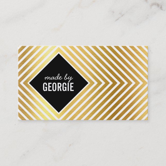 Carte De Visite MOTIF MODERNE diamant noir blanc or noir (Devant)