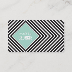 Carte De Visite MOTIF MODERNE diamant noir menthe blanche