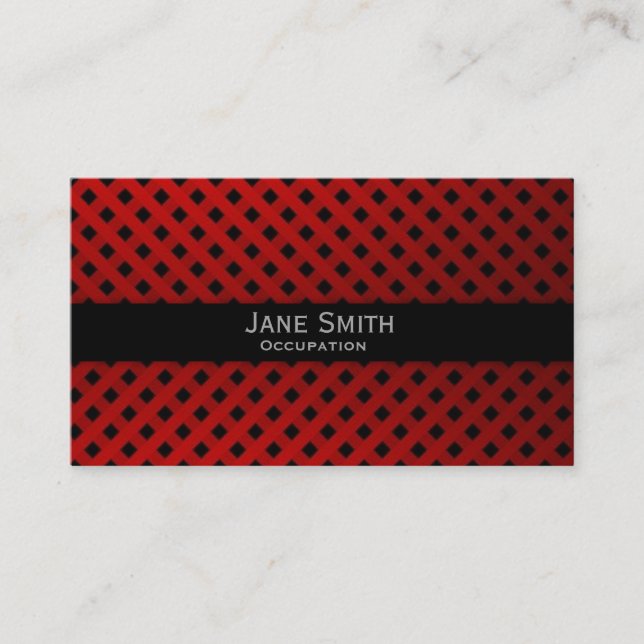 Carte De Visite Motif moderne écossais rouge à carreaux (Devant)