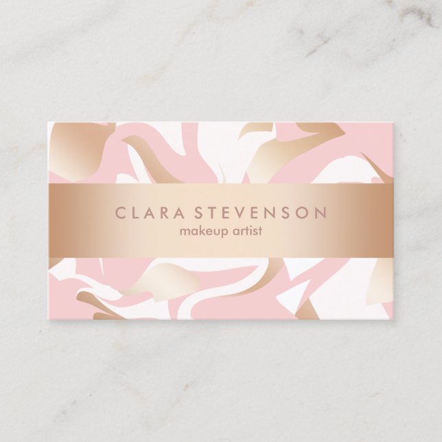 Carte De Visite Motif moderne élégant d'abrégé sur blanc de rose (Devant)