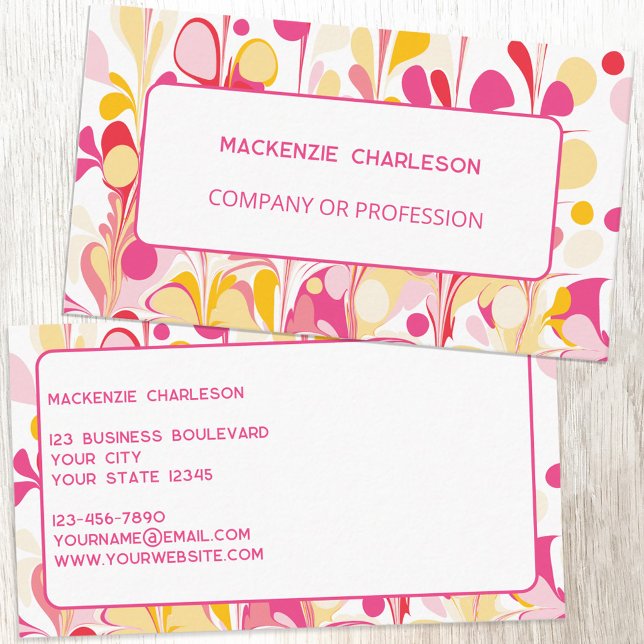 Carte De Visite Motif moderne en marbre Abstrait (Modern colorful bright abstract creative custom business card)