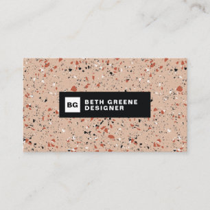 Carte De Visite Motif moderne en marbre rose clair Terrazzo