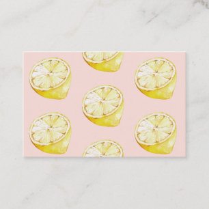 Carte De Visite Motif moderne Pastel aux citrons rose et jaune