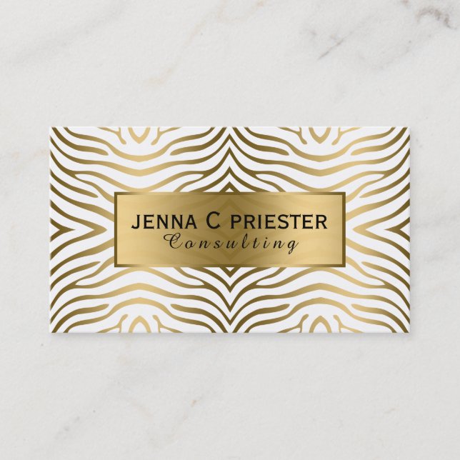 Carte De Visite Motif moderne White & Gold Zebra Stripes (Devant)