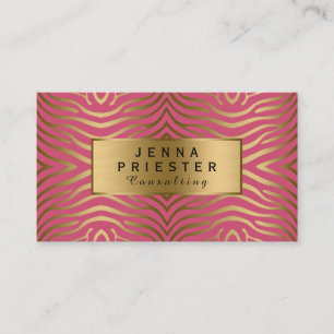 Carte De Visite Motif moderne Zebra Rose & Or