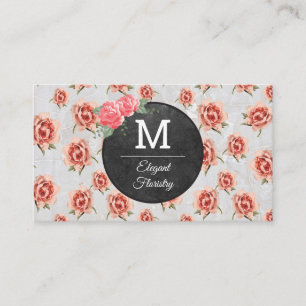 Carte De Visite Motif Monogramme Fleurs   Pierre