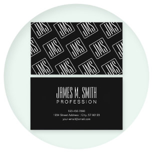 Carte De Visite Motif monogramme moderne Noir & Blanc
