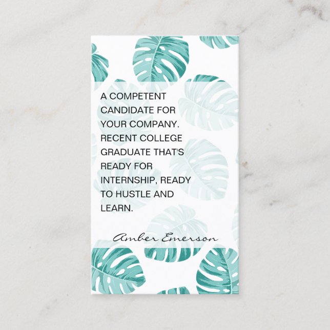 Carte De Visite Motif Monstera Leaf (Devant)