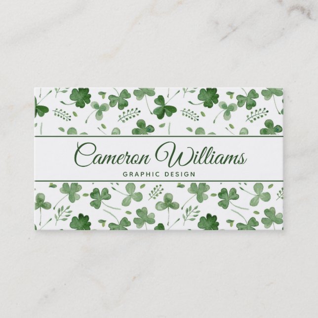 Carte De Visite Motif mou de shamrock d'aquarelle (Devant)