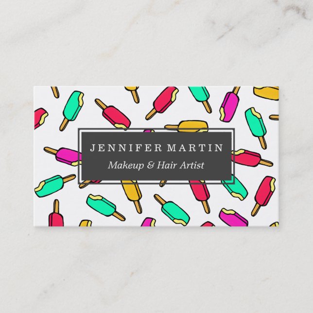 Carte De Visite Motif multi de Popsicle d'été de couleur (Devant)