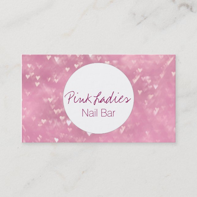 Carte De Visite motif Nail Bar esthéticienne aux feux de coeur ros (Devant)
