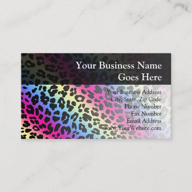 Carte De Visite Motif Neon Rainbow Leopard Imprimer (Devant)