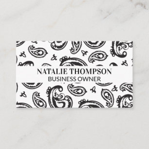 Carte De Visite Motif noir à fleurs Paisley
