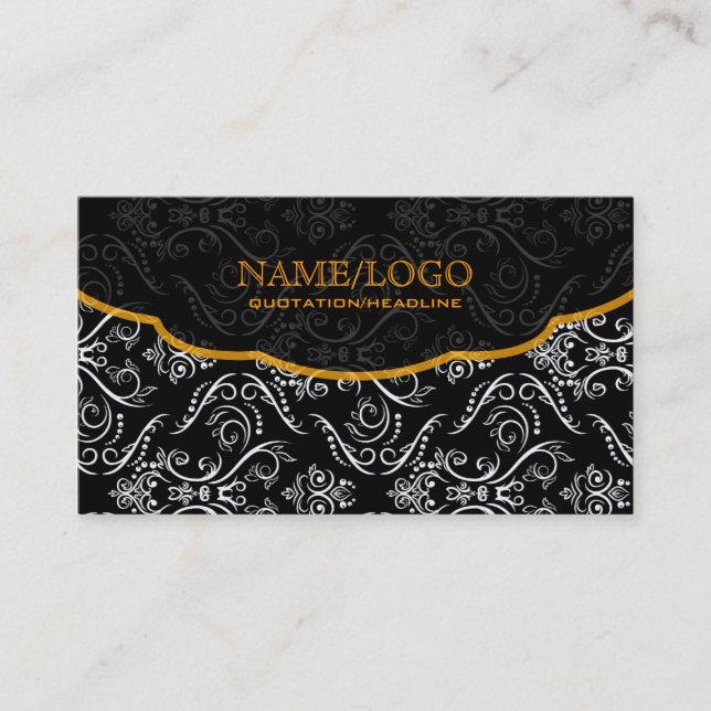 Carte De Visite Motif noir blanc orange fin ligne (Devant)