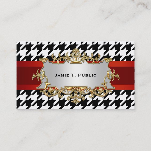 Carte De Visite Motif noir et blanc Houndstooth (Devant)