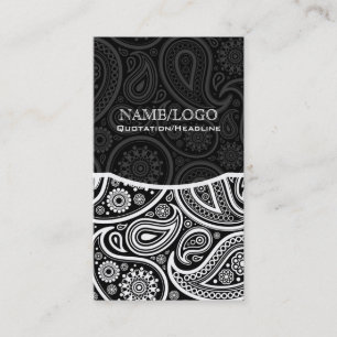 Carte De Visite Motif noir et blanc Retro Paisley