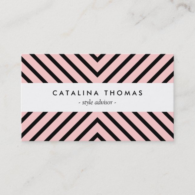 Carte de visite Motif noir et rose Retro Mod (Devant)