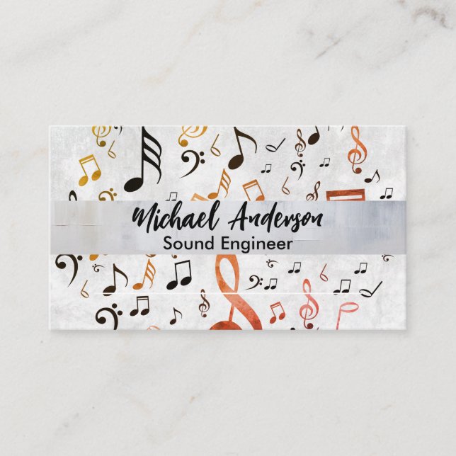 Carte De Visite Motif Notes musicales (Devant)