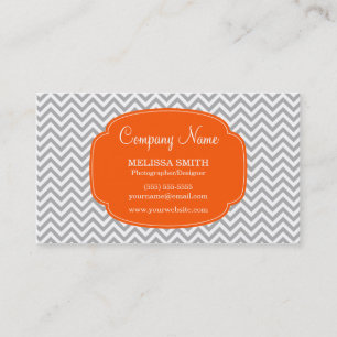 Carte De Visite Motif orange gris de très bon goût de Chevron