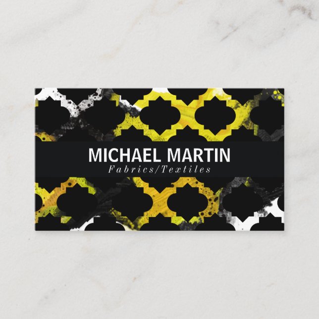 Carte De Visite Motif Ornat | Encre noire jaune (Devant)