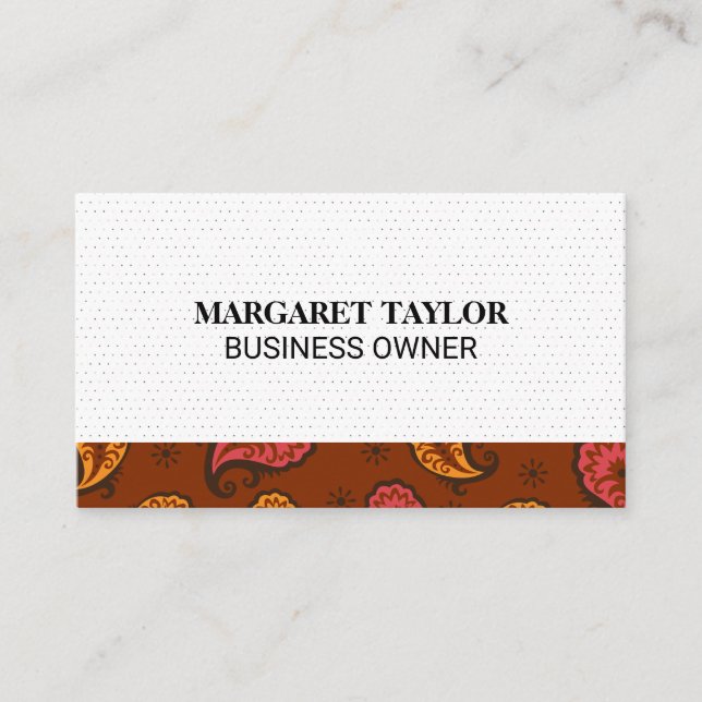Carte De Visite Motif Paisley | Motif point (Devant)