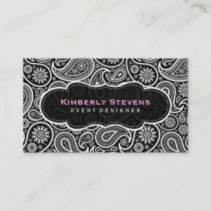 Carte De Visite Motif Paisley Vintage noir et blanc