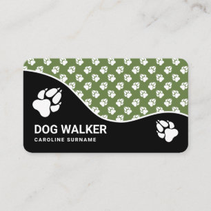 Carte De Visite Motif Paw Chien Vert Et Noir - Services Chien