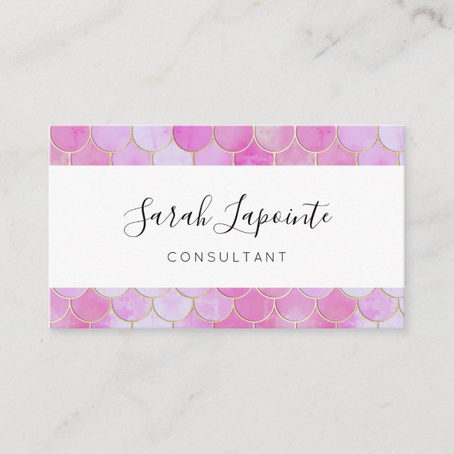 Carte De Visite Motif Pink Pastel & Gold Shimmer Mermaid (Devant)