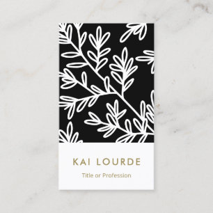 Carte De Visite Motif Plante noir et blanc moderne