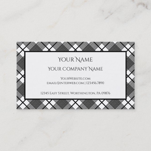 Carte De Visite Motif plaqué noir et blanc modifiable (Devant)